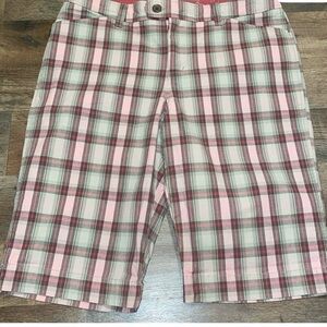 Plaid Cotton Shorts in Pink and White